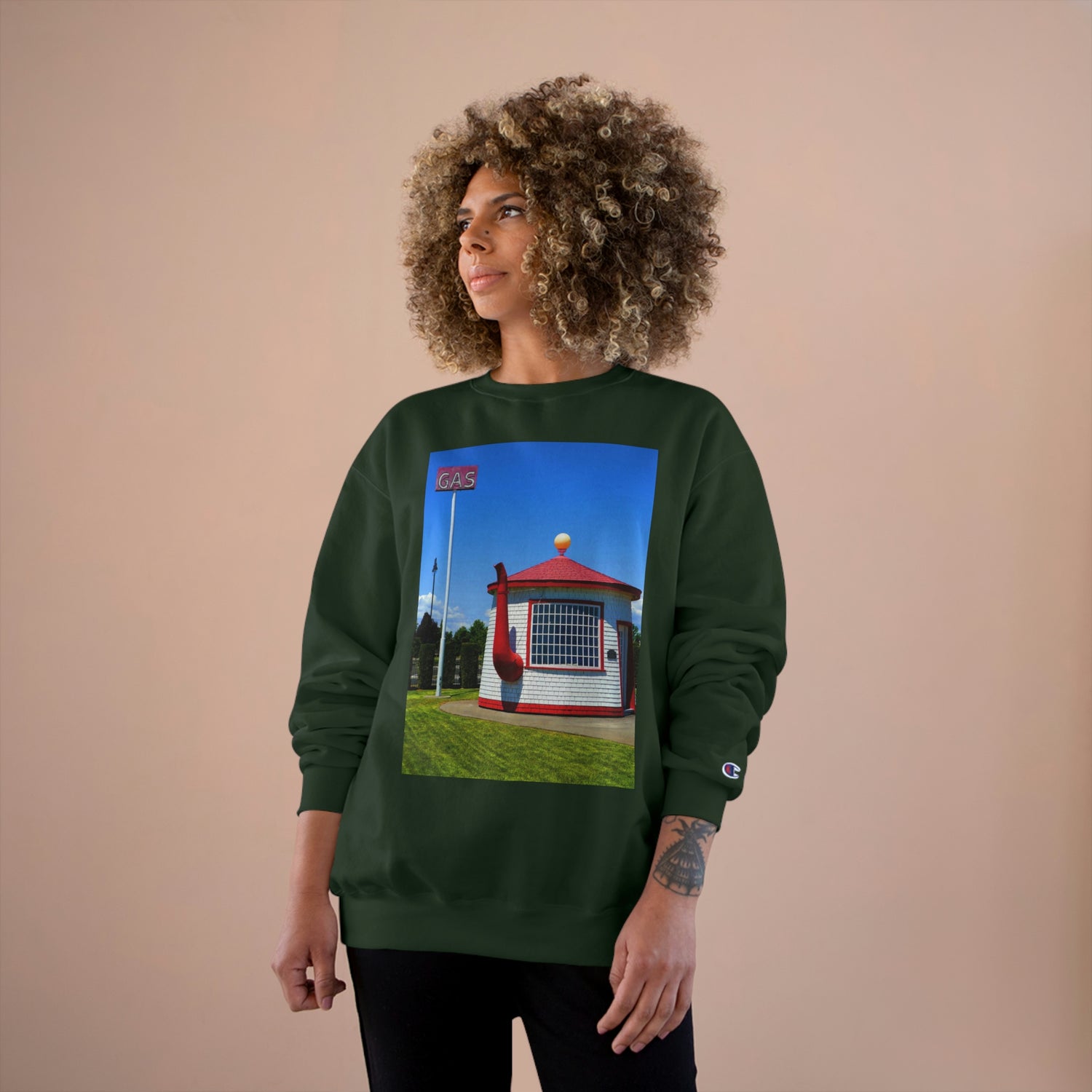 Historic Teapot Dome Service Station - Champion Sweatshirt - Fry1Productions