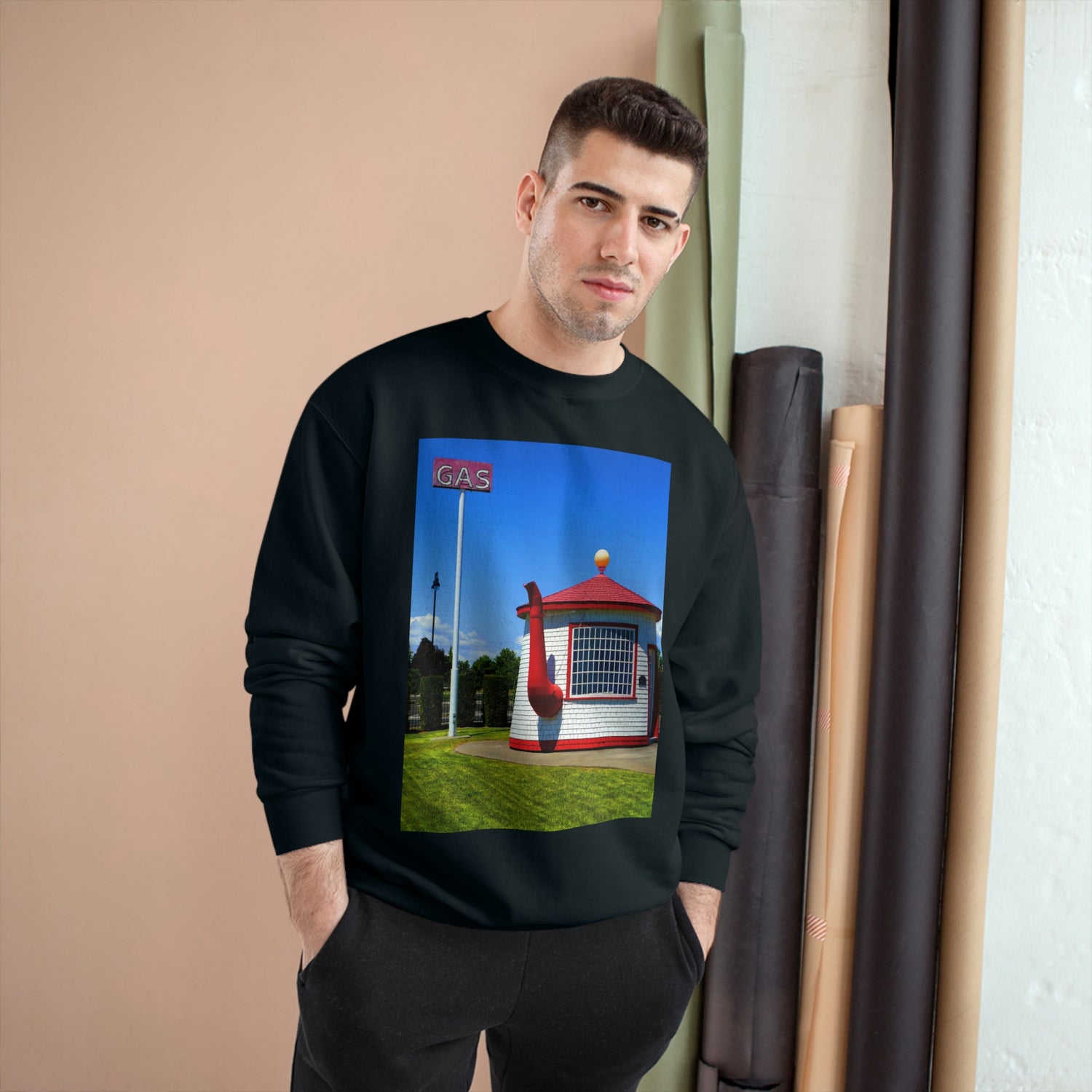 Historic Teapot Dome Service Station - Champion Sweatshirt - Fry1Productions