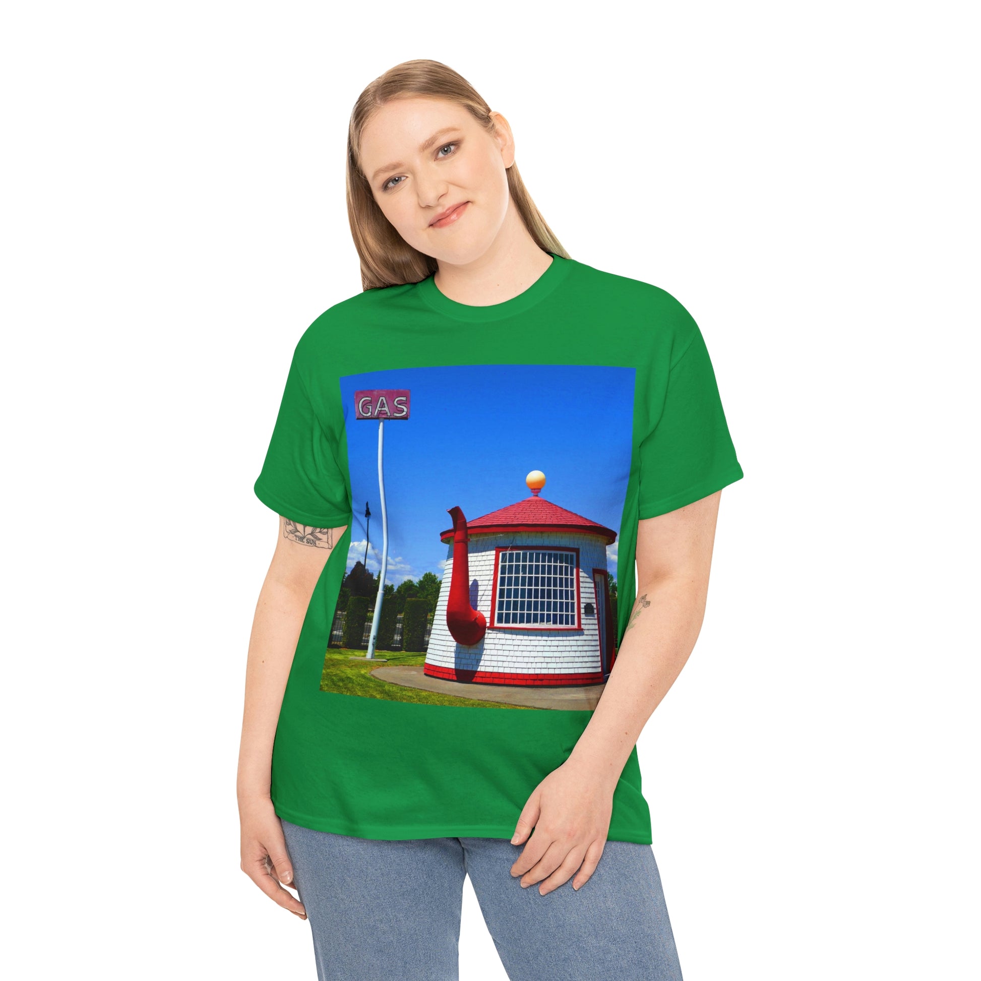 Historic Teapot Dome Service Station - Unisex Heavy Cotton Tee - Fry1Productions