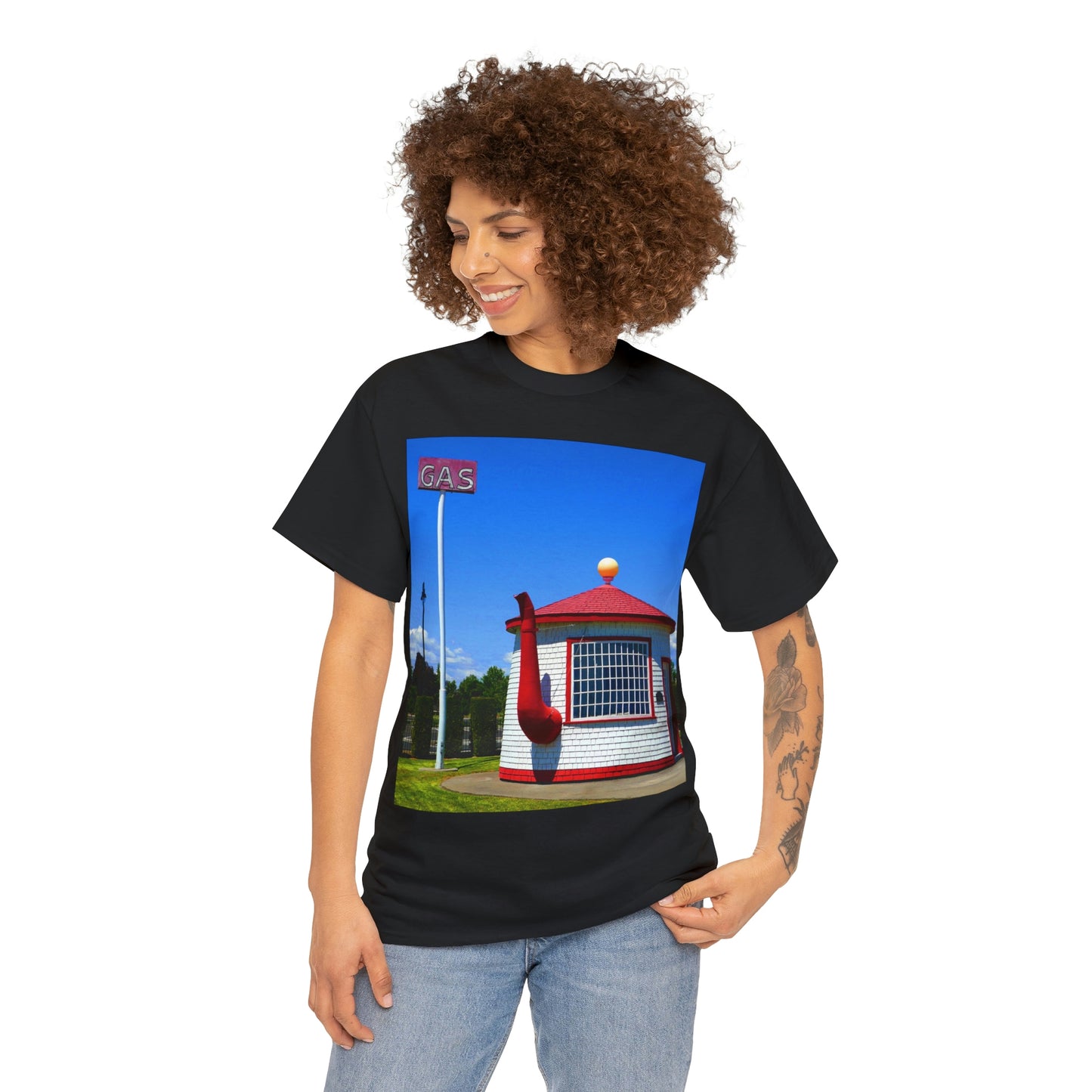 Historic Teapot Dome Service Station - Unisex Heavy Cotton Tee - Fry1Productions