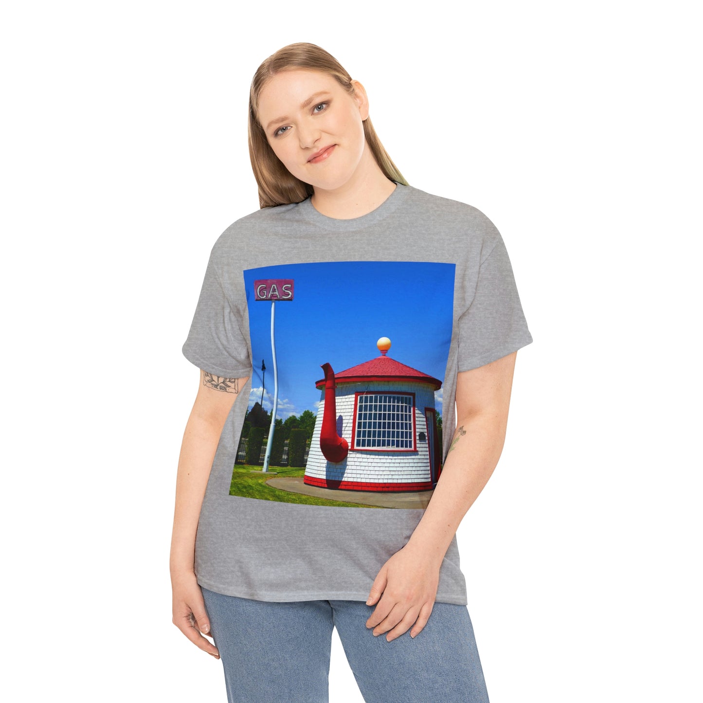 Historic Teapot Dome Service Station - Unisex Heavy Cotton Tee - Fry1Productions