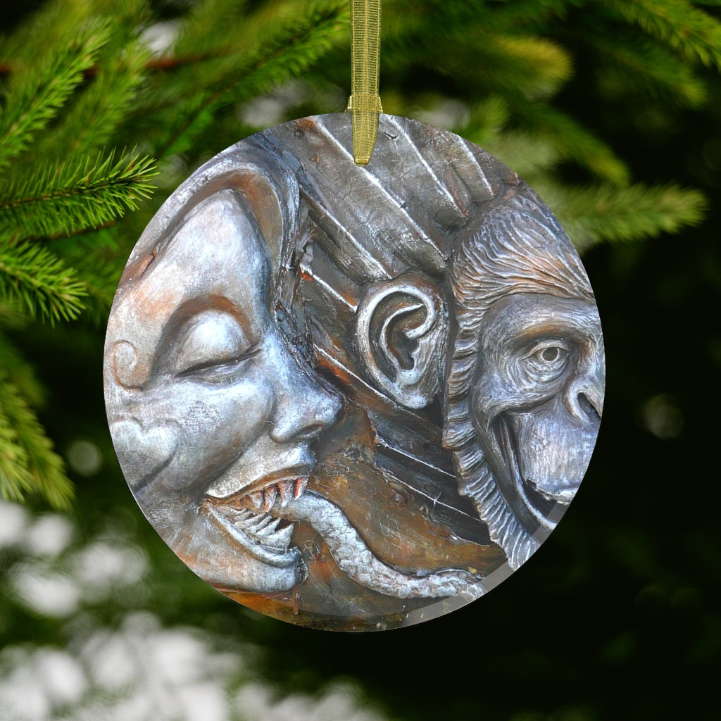 Snakily Speaking - Glass Ornament - Fry1Productions