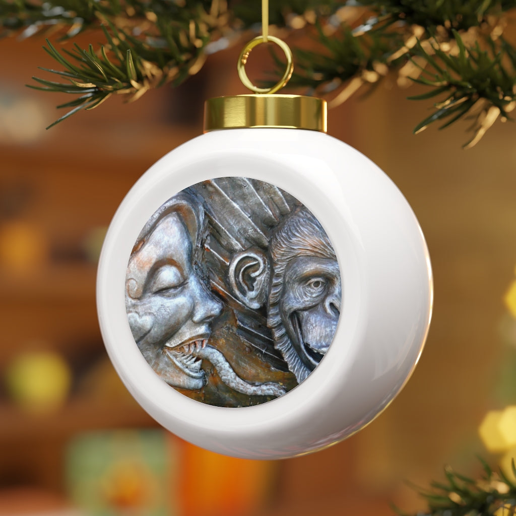 Snakily Speaking - Christmas Ball Ornament - Fry1Productions