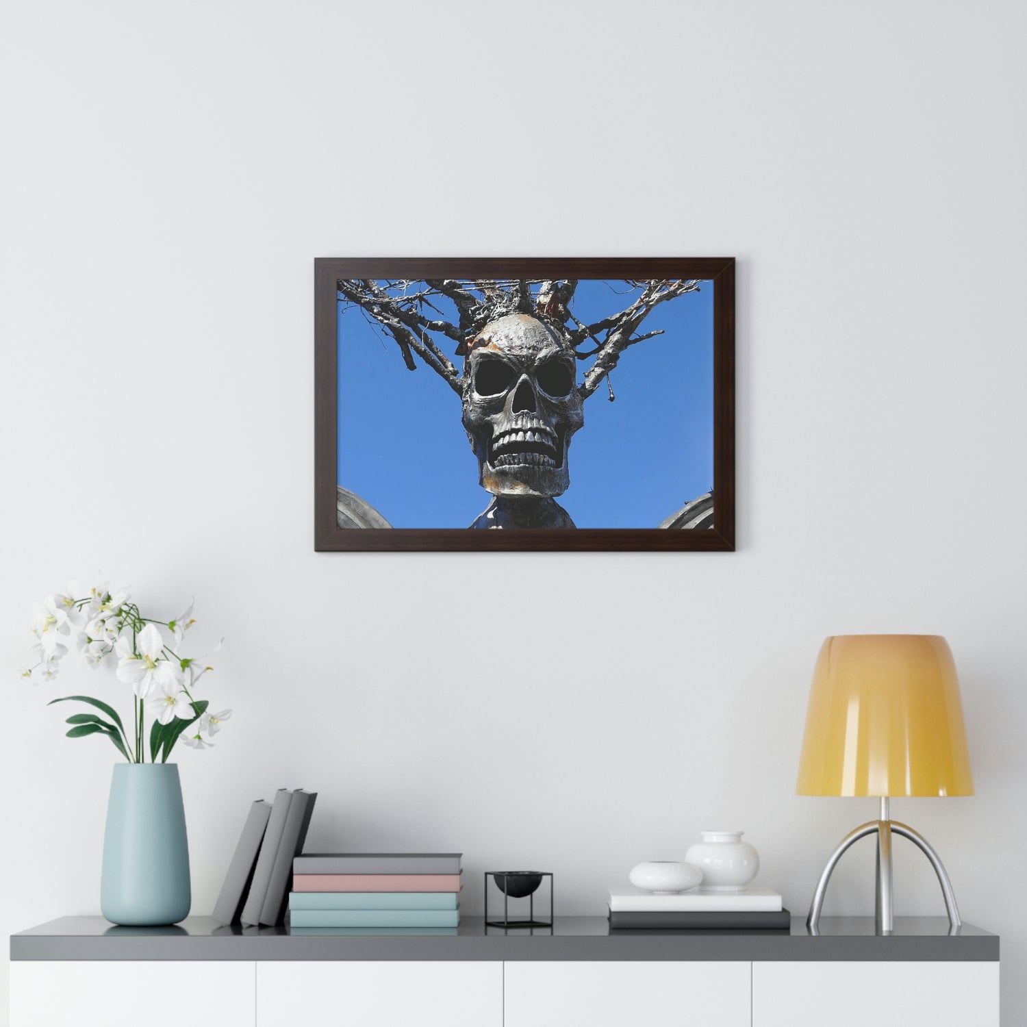 Skull Warrior Stare - Framed Horizontal Poster - Fry1Productions