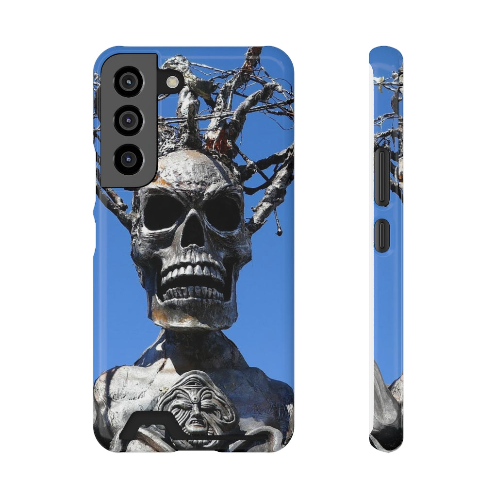 "Skull Warrior Stare" - Galaxy S22 S21 & iPhone 13 Case With Card Holder - Fry1Productions