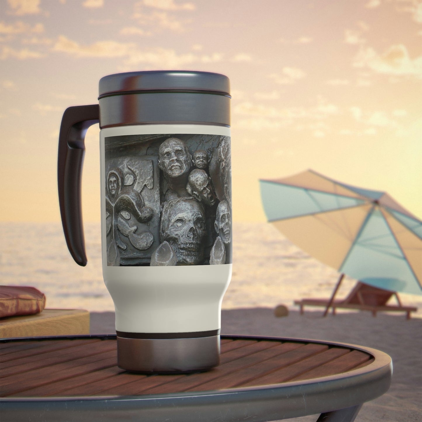 Waiting For The King - Stainless Steel Travel Mug with Handle, 14oz - Fry1Productions