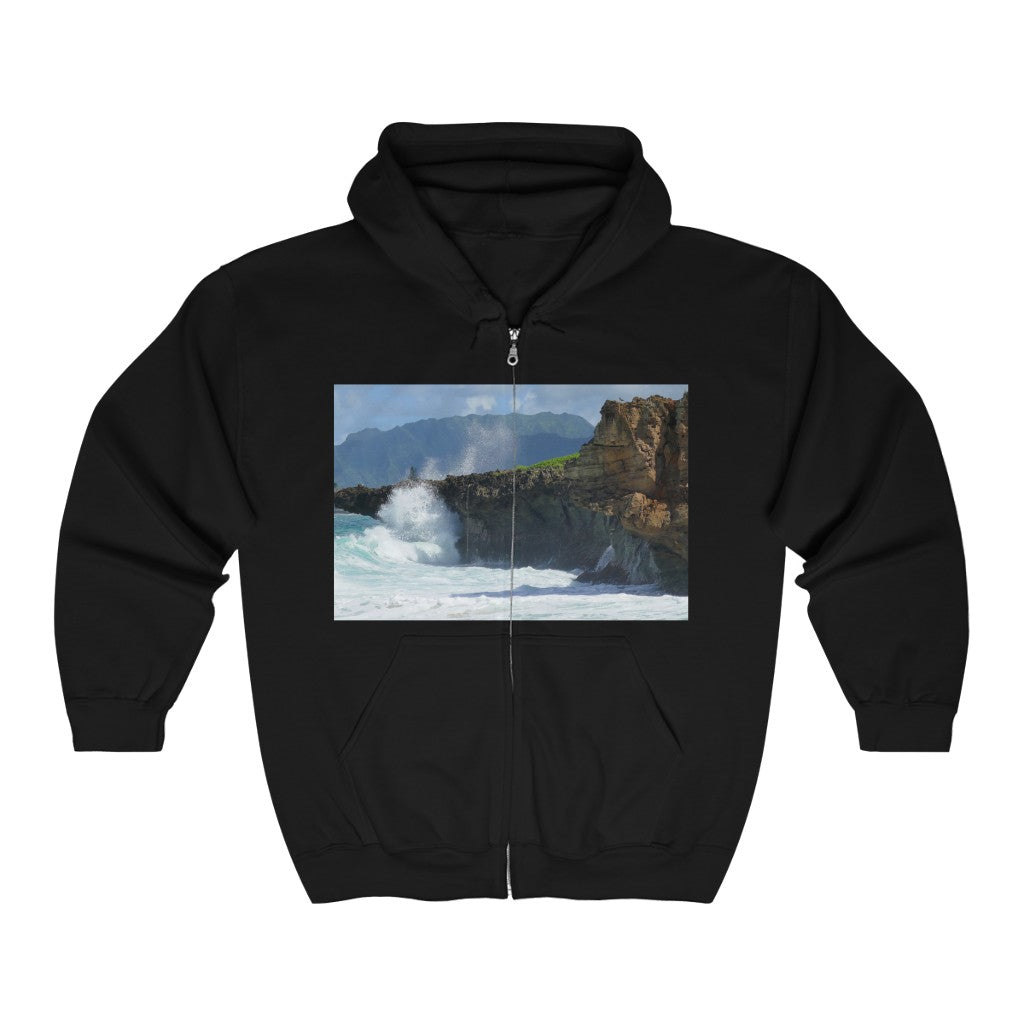 "Rockin Surfer's Rope" - Unisex Full Zip Hooded Sweatshirt - Fry1Productions