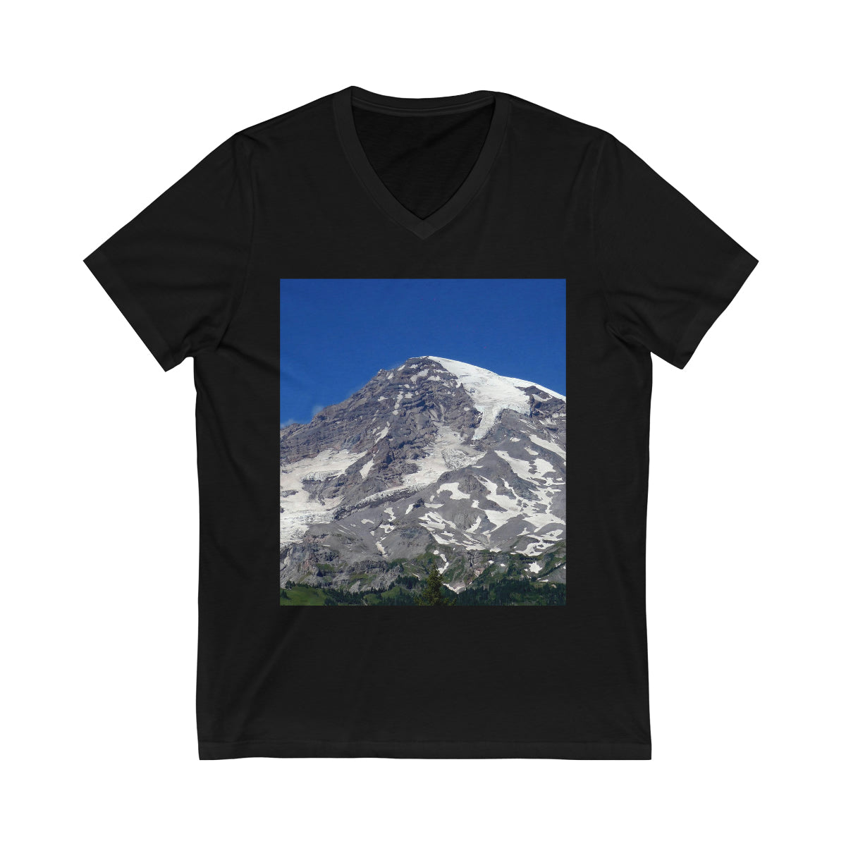 Majestic Mt. Rainier - Unisex Jersey Short Sleeve V-Neck Tee - Fry1Productions