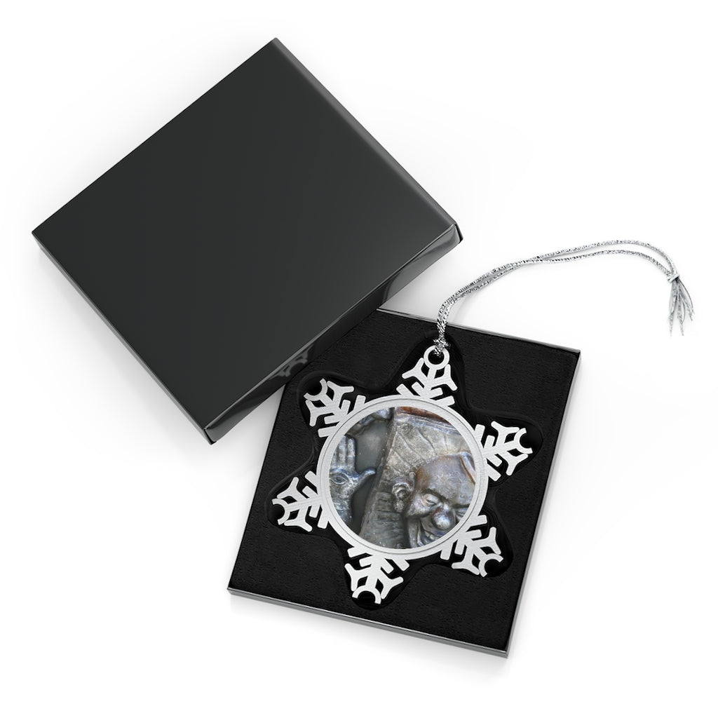 Cosmic Laughter - Pewter Snowflake Ornament - Fry1Productions