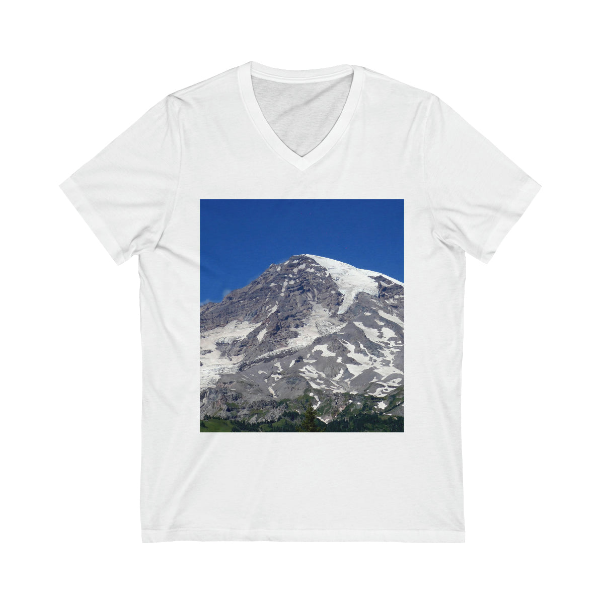 Majestic Mt. Rainier - Unisex Jersey Short Sleeve V-Neck Tee - Fry1Productions