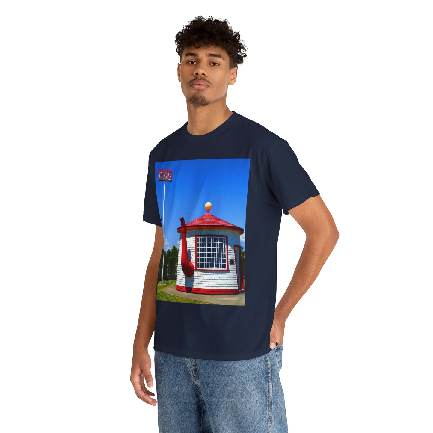 Historic Teapot Dome Service Station - Unisex Heavy Cotton Tee - Fry1Productions