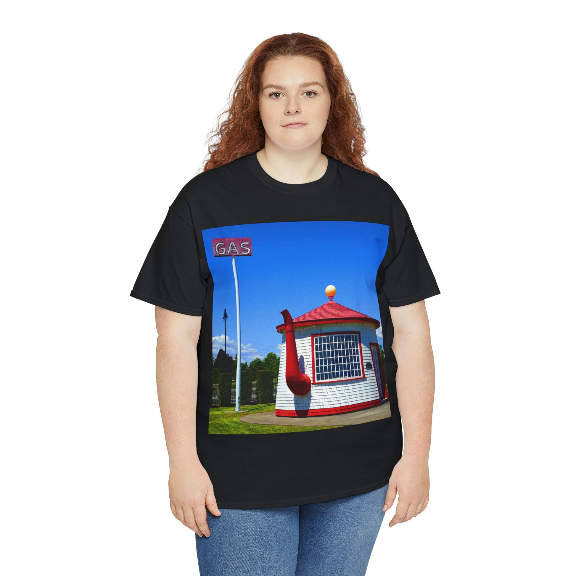 Historic Teapot Dome Service Station - Unisex Heavy Cotton Tee - Fry1Productions