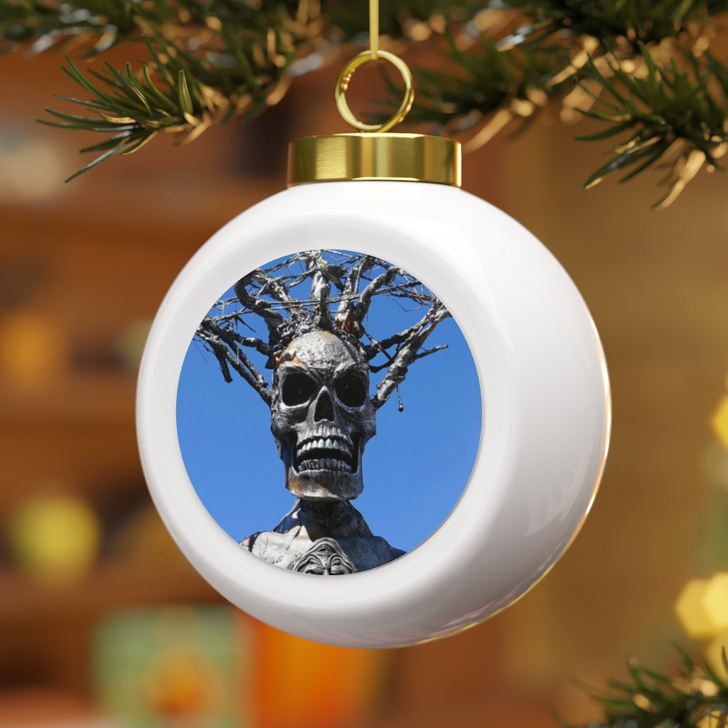 Skull Warrior Stare - Christmas Ball Ornament - Fry1Productions
