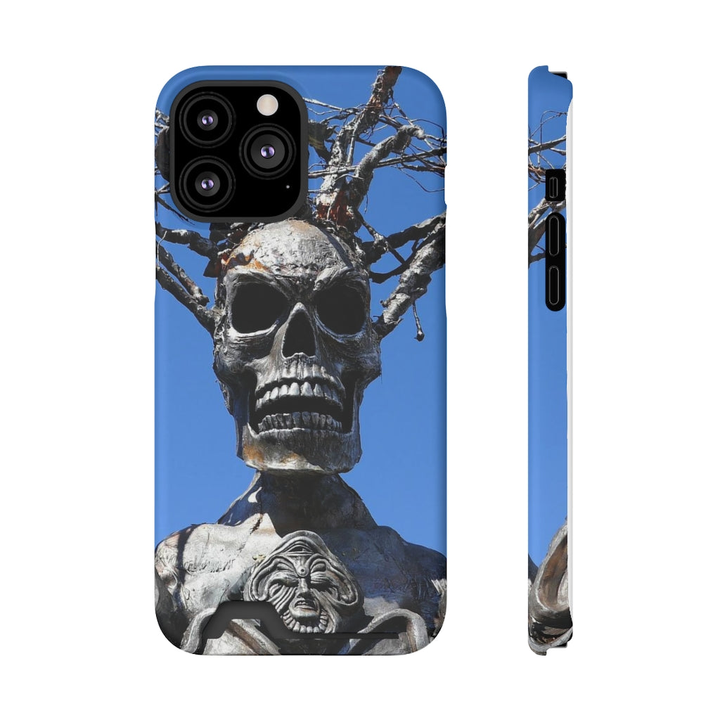 "Skull Warrior Stare" - Galaxy S22 S21 & iPhone 13 Case With Card Holder - Fry1Productions