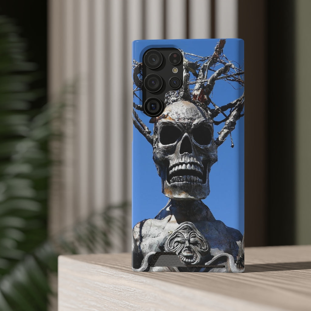 "Skull Warrior Stare" - Galaxy S22 S21 & iPhone 13 Case With Card Holder - Fry1Productions