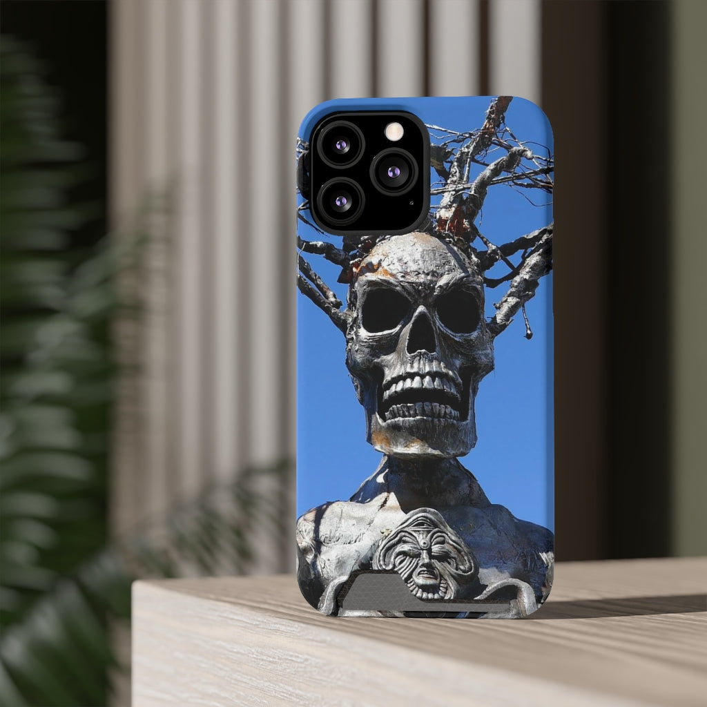 "Skull Warrior Stare" - Galaxy S22 S21 & iPhone 13 Case With Card Holder - Fry1Productions