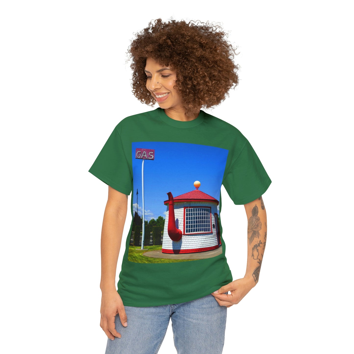 Historic Teapot Dome Service Station - Unisex Heavy Cotton Tee - Fry1Productions