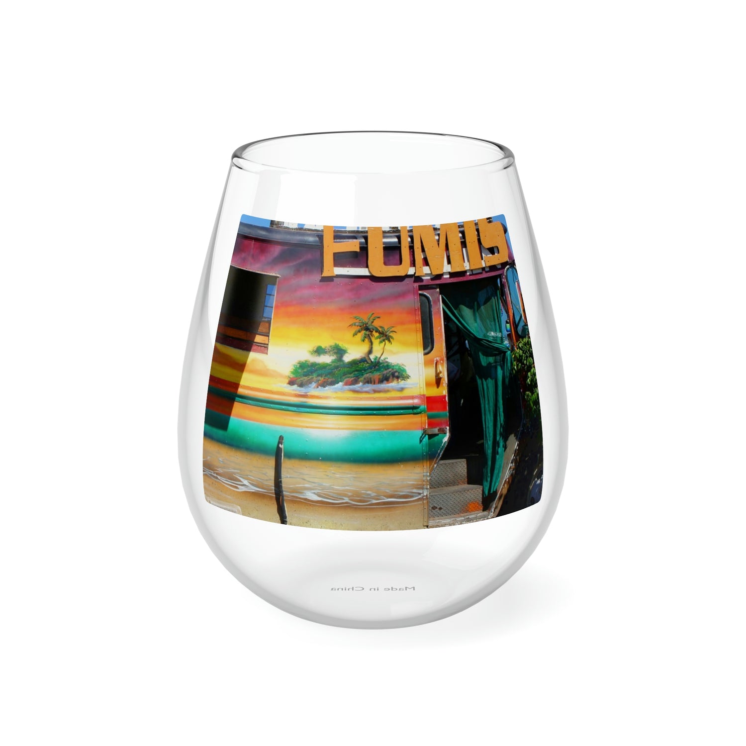 Island Love - Stemless Wine Glass, 11.75 oz - Fry1Productions