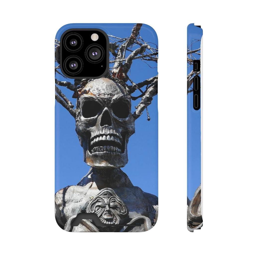 "Skull Warrior Stare" - Galaxy S22 S21 & iPhone 13 Case With Card Holder - Fry1Productions