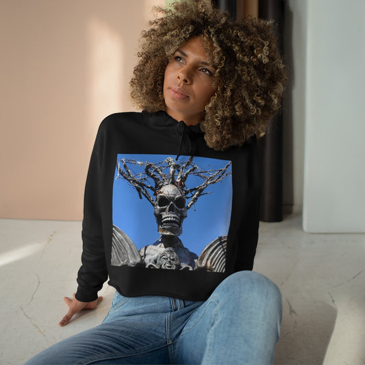 Skull Warrior Stare - Crop Hoodie - Fry1Productions
