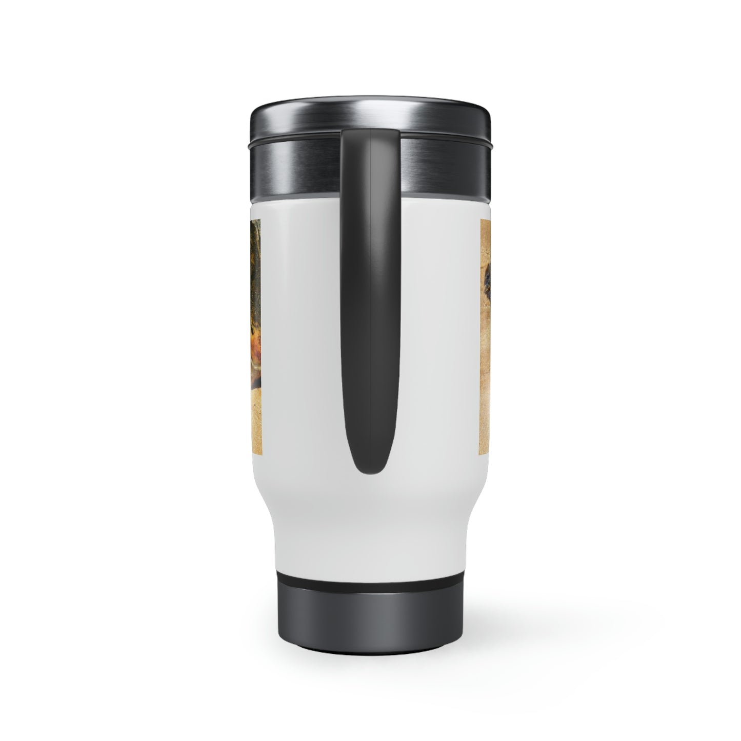 Glistening Journey - Stainless Steel Travel Mug with Handle, 14oz - Fry1Productions
