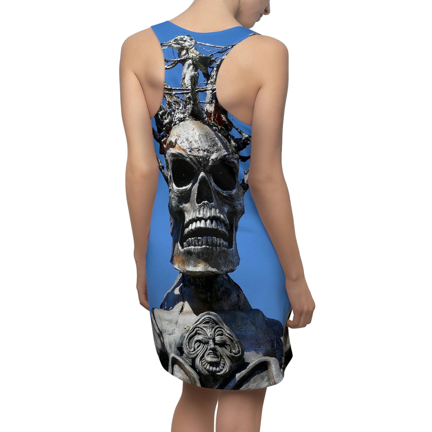 Skull Warrior Stare - Women's All-Over Print Racerback Dress - Fry1Productions