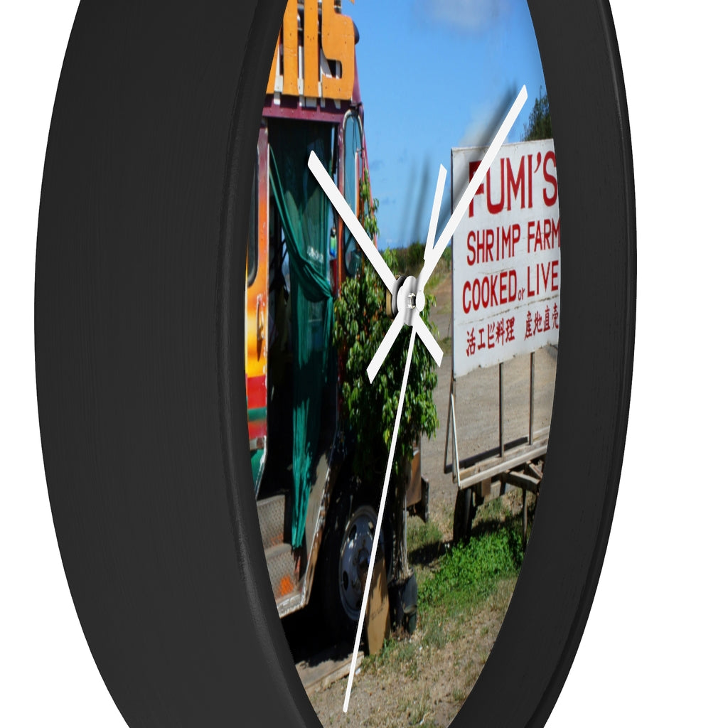 "Kaulana Delights" - 10" Wooden Frame Wall Clock - Fry1Productions
