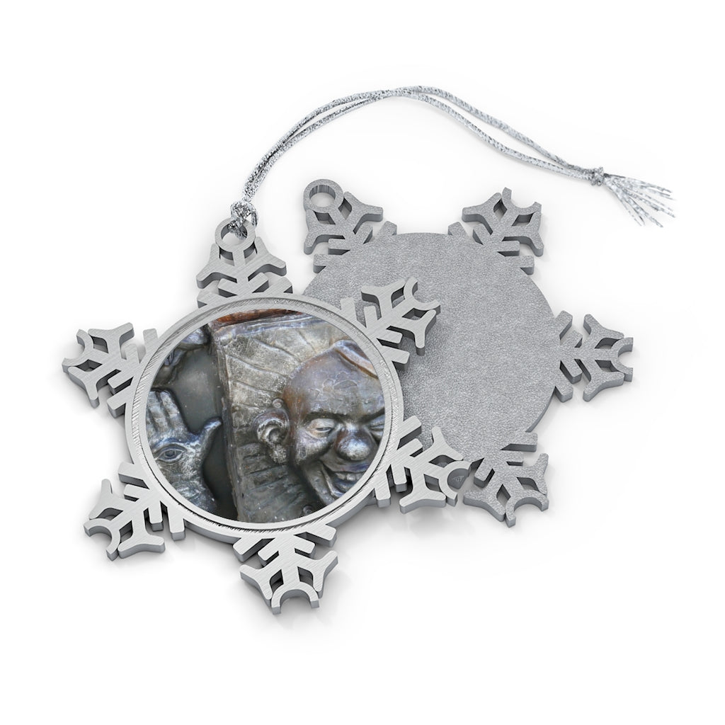 Cosmic Laughter - Pewter Snowflake Ornament - Fry1Productions