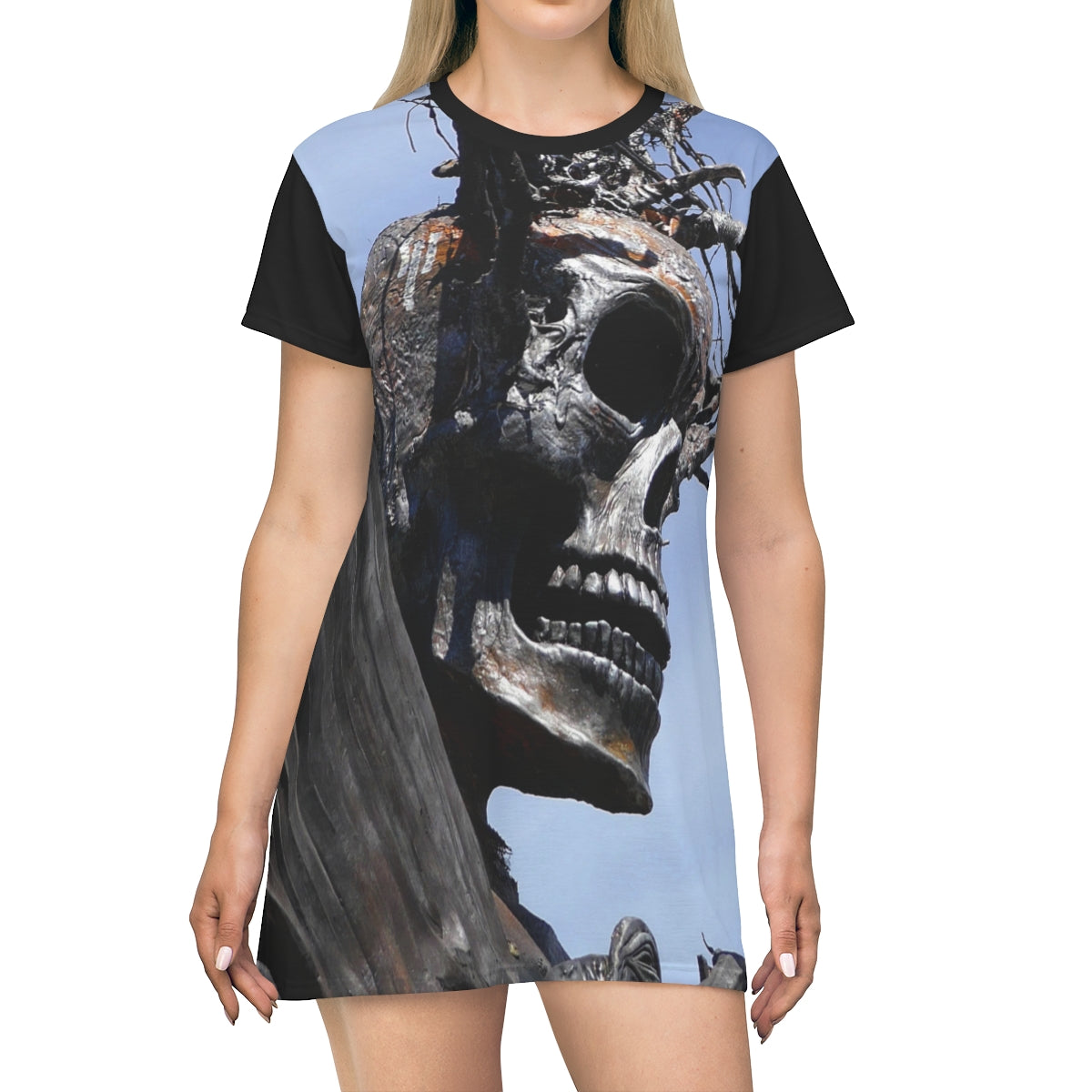 Skull Warrior - Women's All-Over Print T-Shirt Dress - Fry1Productions