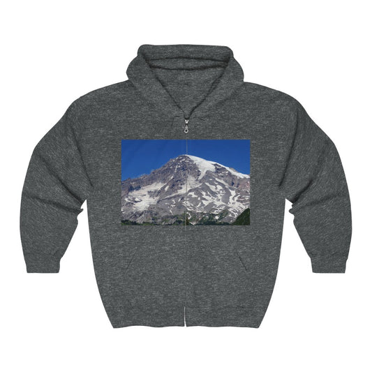 "Majestic Mt. Rainier" - Unisex Full Zip Hooded Sweatshirt - Fry1Productions