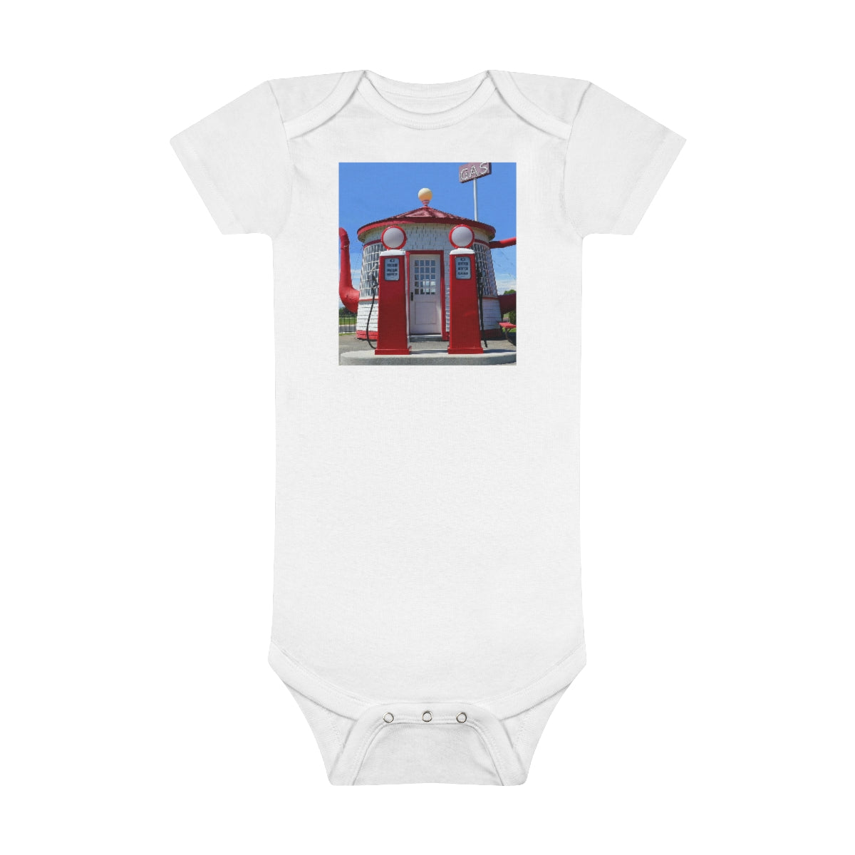 Awesome Teapot Dome Service Station - Baby Short Sleeve Onesie - Fry1Productions