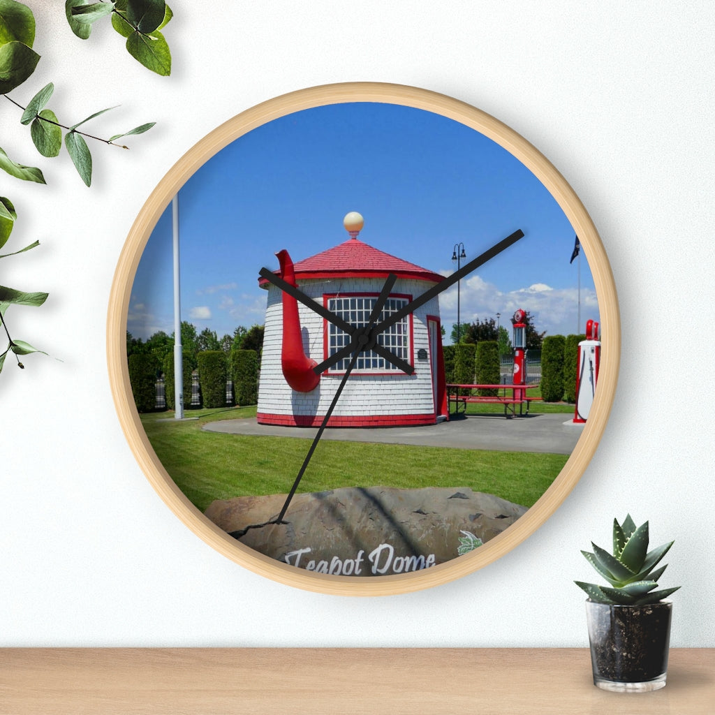 "Teapot Dome Memorial Park" - 10" Wooden Frame Wall Clock - Fry1Productions