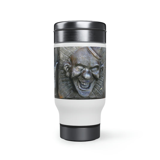 Cosmic Laughter - Stainless Steel Travel Mug with Handle, 14oz - Fry1Productions