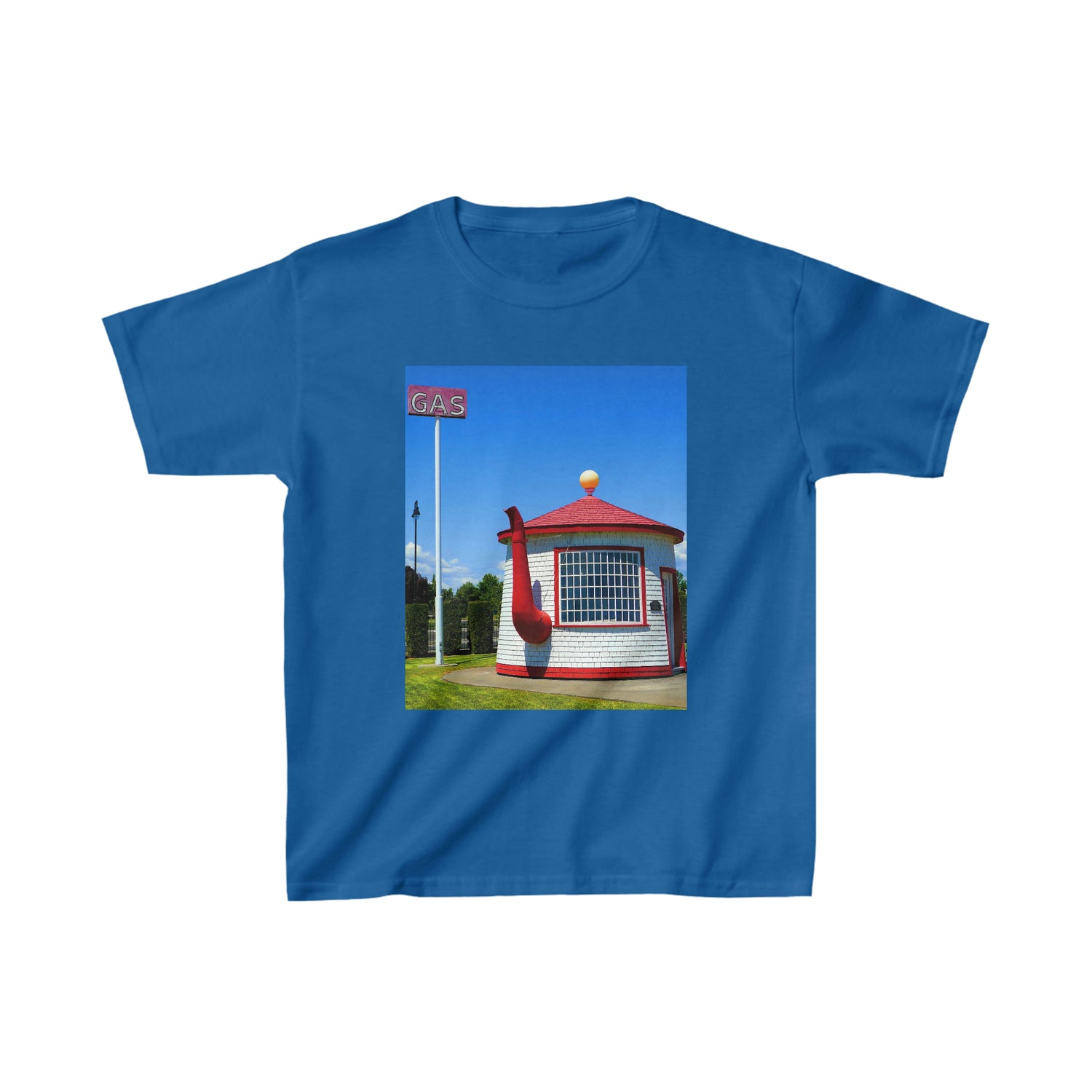 Historic Teapot Dome Service Station - Kids Cotton Tee - Fry1Productions