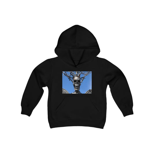 "Skull Warrior Stare" - Youth Heavy Blend Hooded Sweatshirt - Fry1Productions