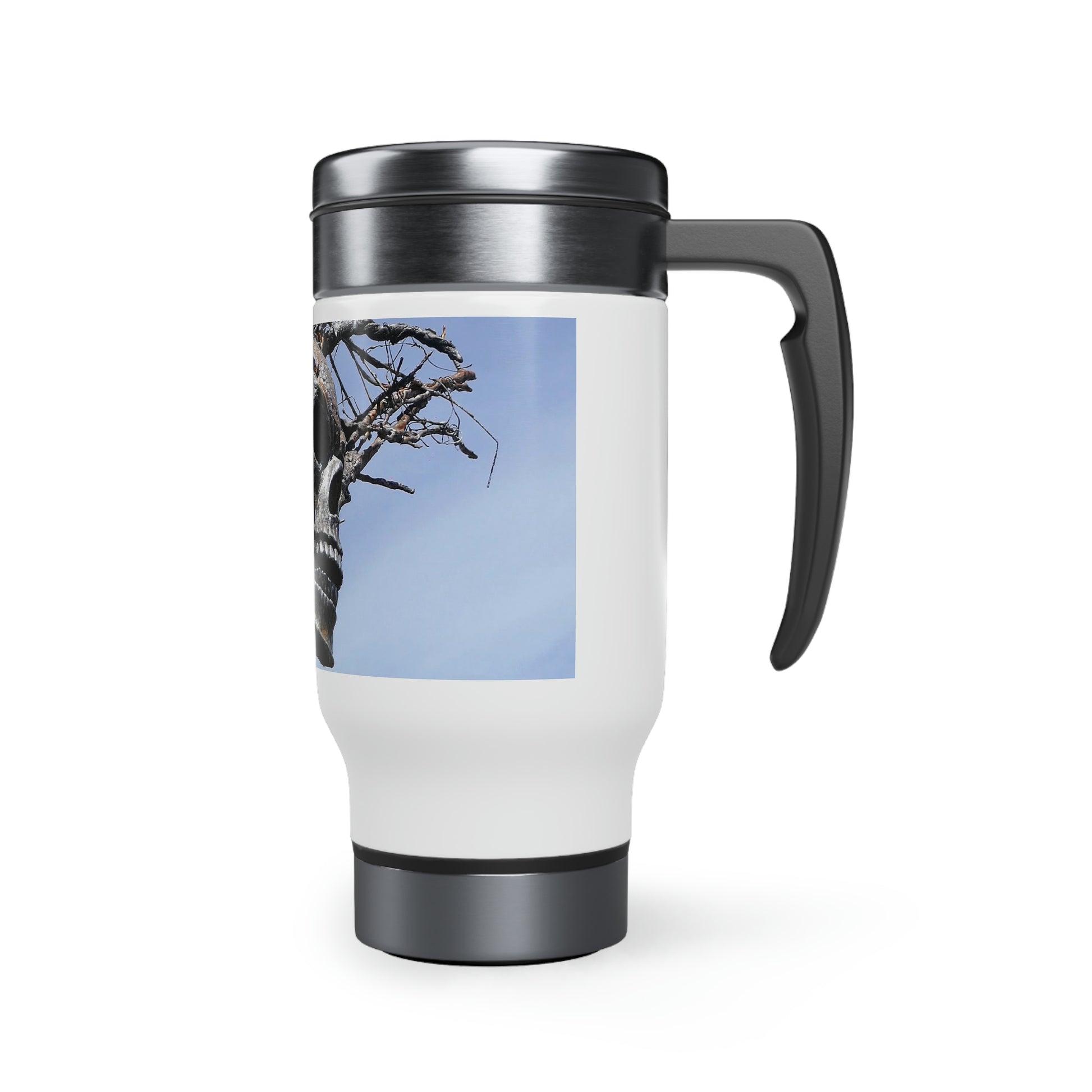 Skull Warrior - Stainless Steel Travel Mug with Handle, 14oz - Fry1Productions