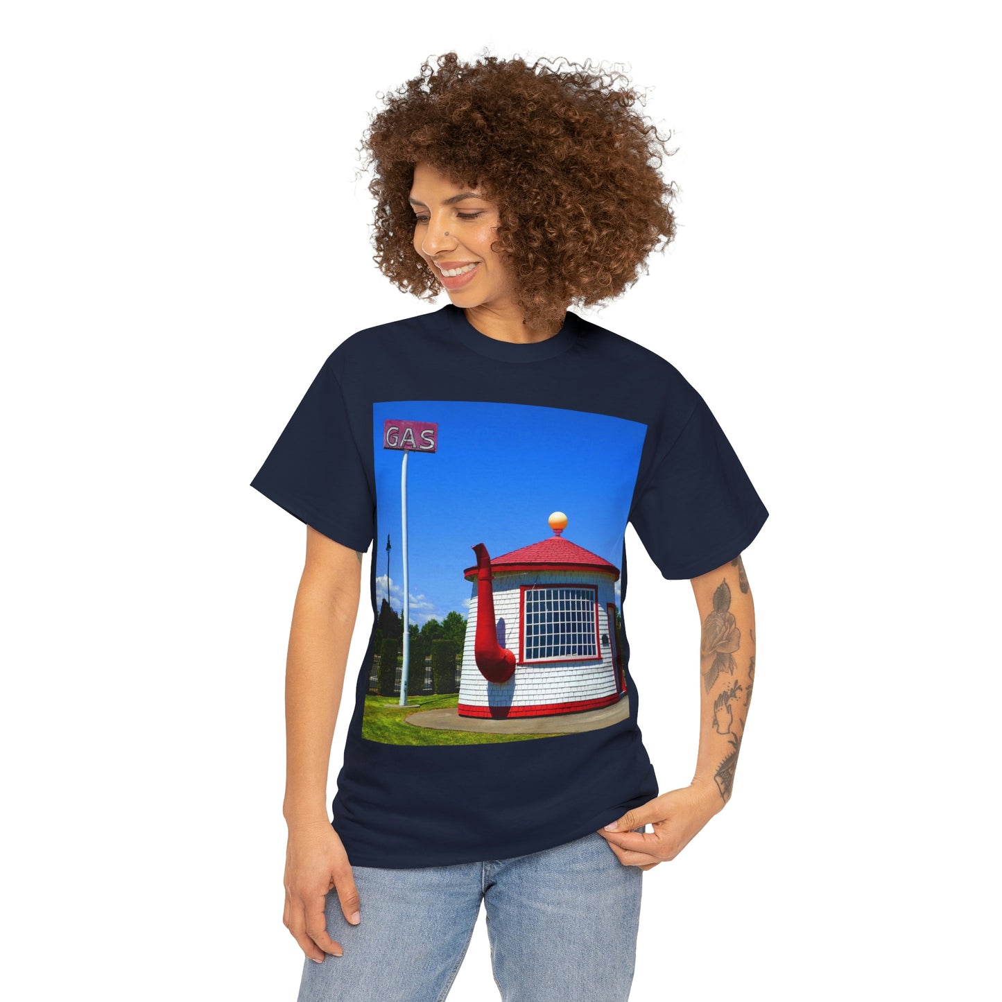 Historic Teapot Dome Service Station - Unisex Heavy Cotton Tee - Fry1Productions