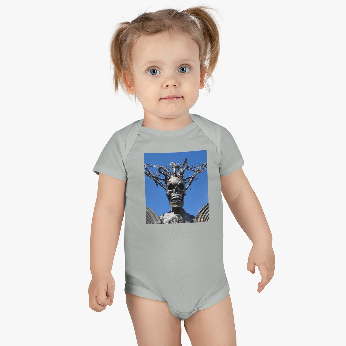 Skull Warrior Stare - Baby Short Sleeve Onesie - Fry1Productions