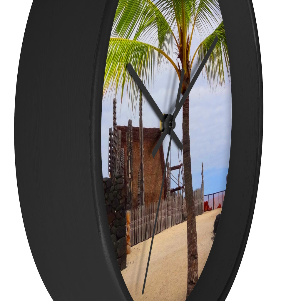 "Florescence Hale O Keawe" - 10" Wooden Frame Wall Clock - Fry1Productions