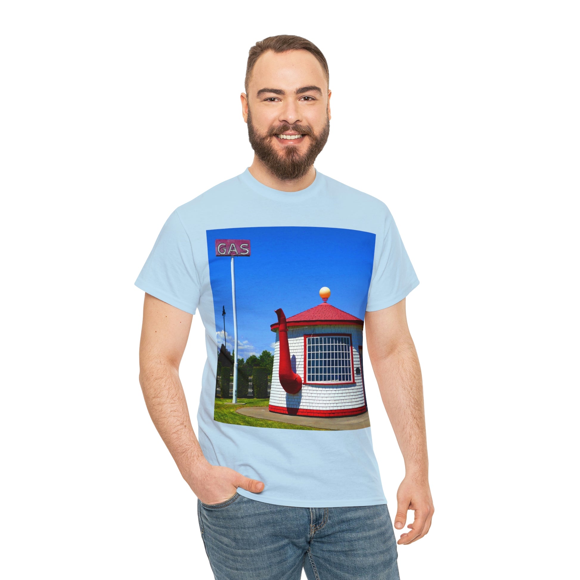 Historic Teapot Dome Service Station - Unisex Heavy Cotton Tee - Fry1Productions