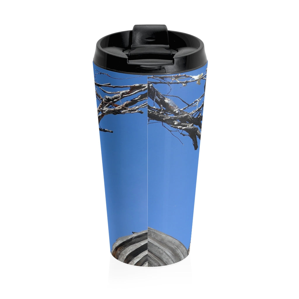 "Skull Warrior Stare" - Stainless Steel Travel Mug 15 oz - Fry1Productions