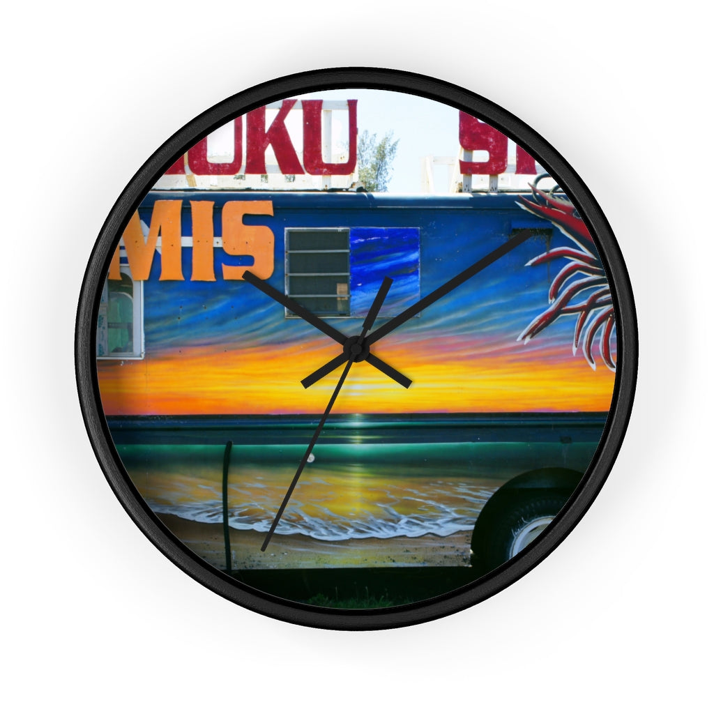 "Fumis Aloha" - 10" Wooden Frame Wall Clock - Fry1Productions