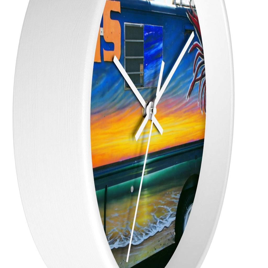 "Fumis Aloha" - 10" Wooden Frame Wall Clock - Fry1Productions