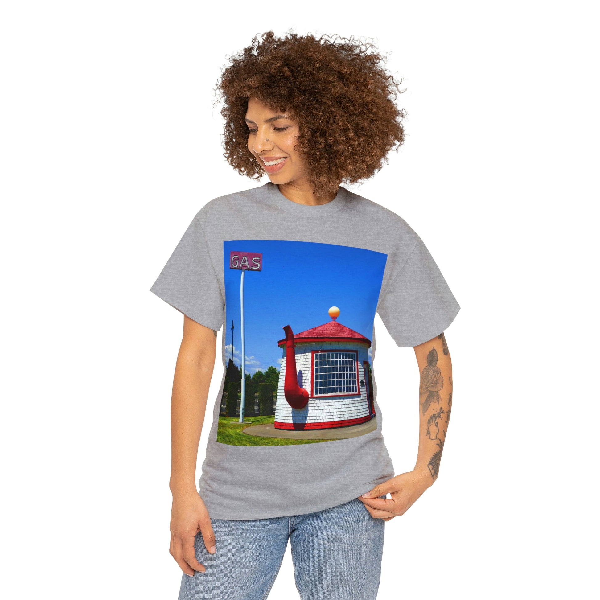 Historic Teapot Dome Service Station - Unisex Heavy Cotton Tee - Fry1Productions