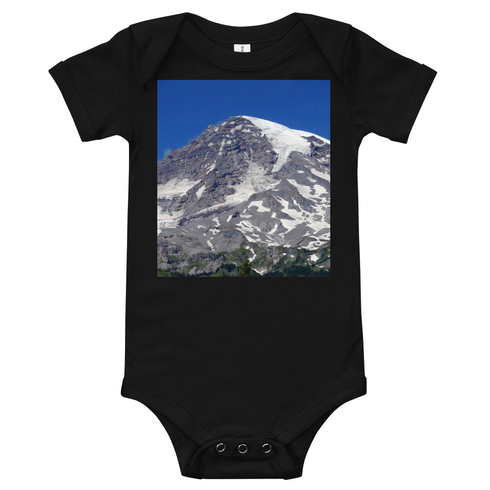 "Majestic Mt. Rainier" - Baby Short Sleeve One Piece - Fry1Productions