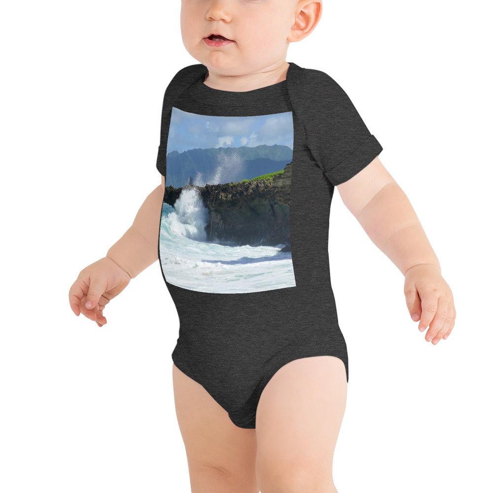 "Rockin Surfer's Rope" - Baby Short Sleeve One Piece - Fry1Productions