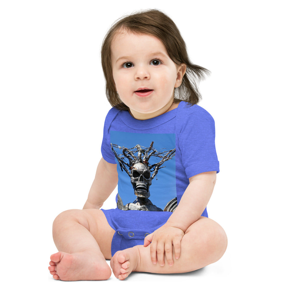 "Skull Warrior Stare" - Baby Short Sleeve One Piece - Fry1Productions