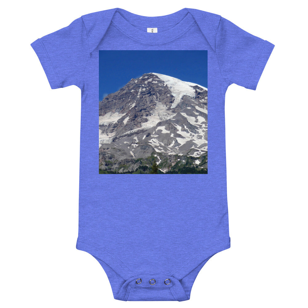 "Majestic Mt. Rainier" - Baby Short Sleeve One Piece - Fry1Productions