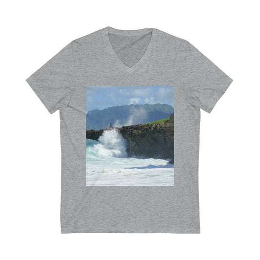Rockin Surfer's Rope - Unisex Jersey Short Sleeve V-Neck Tee - Fry1Productions