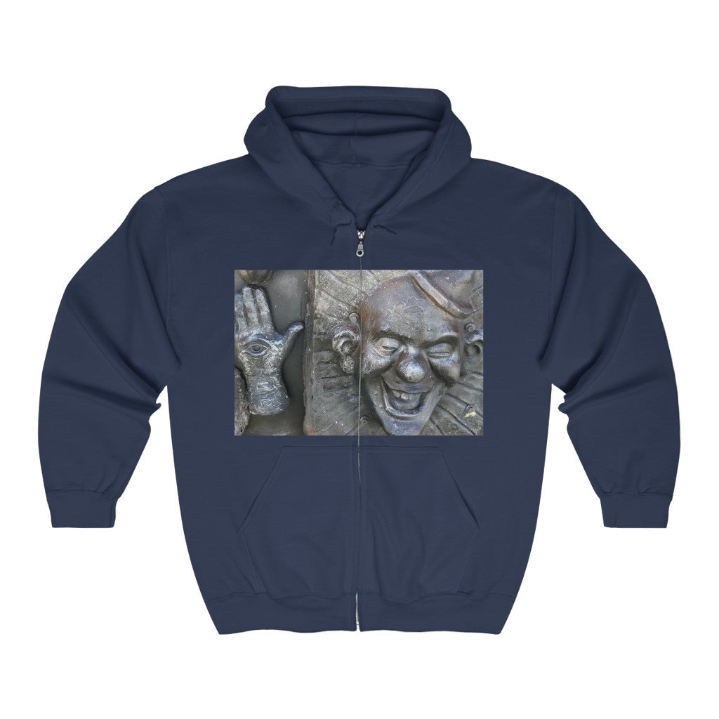 "Cosmic Laughter" - Unisex Full Zip Hooded Sweatshirt - Fry1Productions